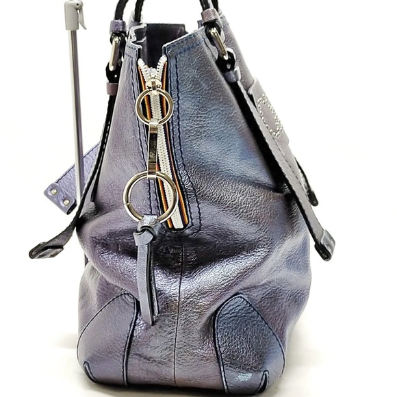RARE Iridescent CHLOE PURPLE Tote Shoulder Bag LEATHER Large FABULOUS STUDS - Picture 3 of 10